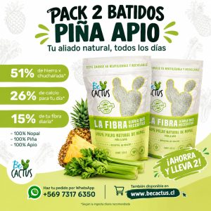 Pack Batido Verde (Detox) de nopal con piña y apio- BeCactus 125 g